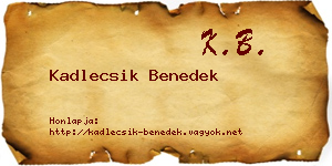 Kadlecsik Benedek névjegykártya